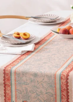 furn. Anemone Peaches Indoor/Outdoor Table Runner