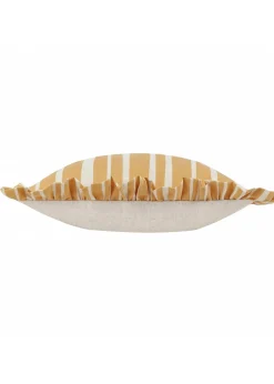 Furn Carmon Stripe Ruffle Ochre Cushion (40 x 60 x 8 cm)