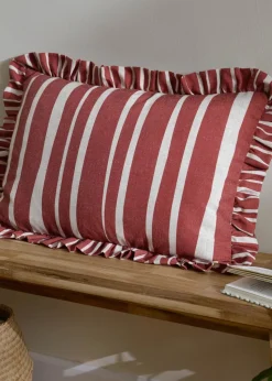 Furn Carmon Stripe Ruffle Red Cushion (40 x 60 x 8 cm)