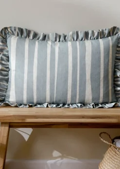 Furn Carmon Stripe Ruffle Blue Cushion (40 x 60 x 8 cm)