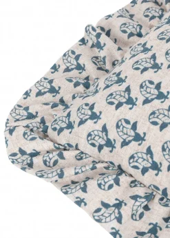 Furn Lulah Block Printed Ruffle Blue Cushion (45 x 45 x 8 cm)