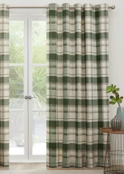 Fusion Balmoral Check Bottle Green Eyelet Curtains
