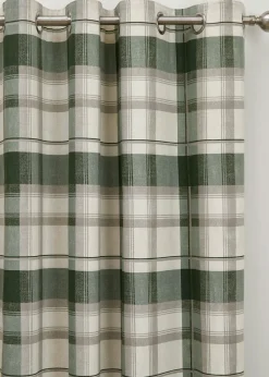Fusion Balmoral Check Bottle Green Eyelet Curtains