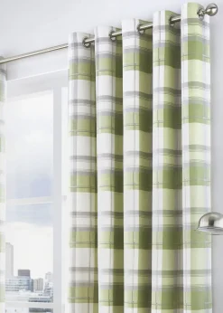 Fusion Balmoral Check Green Eyelet Curtains