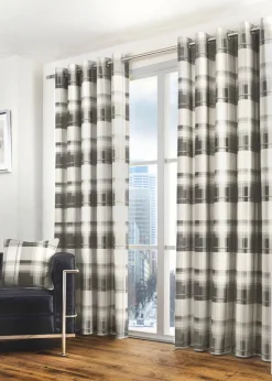 Fusion Balmoral Check Grey Eyelet Curtains