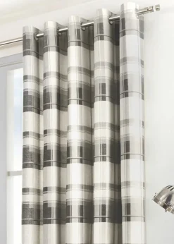 Fusion Balmoral Check Grey Eyelet Curtains