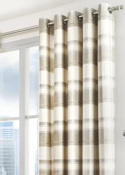 Fusion Balmoral Check Natural Eyelet Curtains
