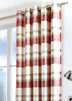 Fusion Balmoral Check Red Eyelet Curtains