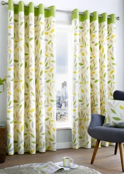 Fusion Beechwood Green Eyelet Curtains