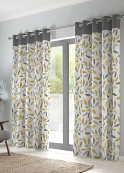 Fusion Beechwood Yellow Eyelet Curtains