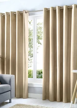 Fusion Cannes Woven Natural Eyelet Curtains