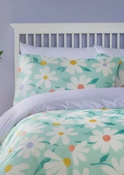 Fusion Daisy Reversible Duck Egg Duvet Cover Set
