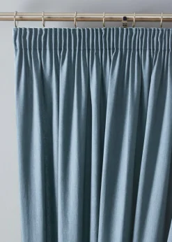 Fusion Dijon Blackout / Thermal Insulated Blue Pencil Pleat Curtains