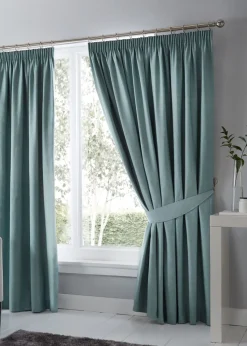 Fusion Dijon Blackout Blue Pencil Pleat Curtains