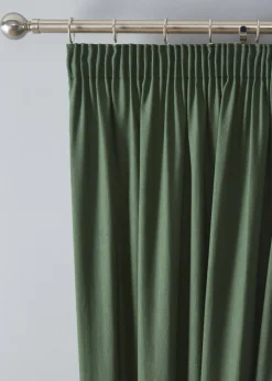 Fusion Dijon Blackout Bottle Green Pencil Pleat Curtains
