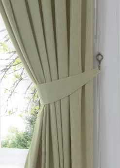 Fusion Dijon Blackout Green Pencil Pleat Curtains