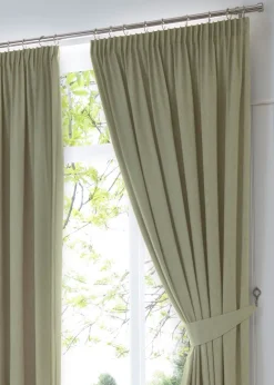 Fusion Dijon Blackout Green Pencil Pleat Curtains