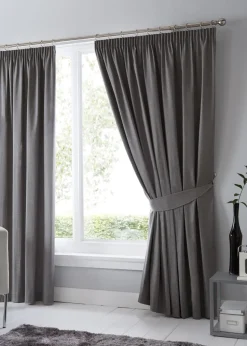 Fusion Dijon Blackout Grey Pencil Pleat Curtains