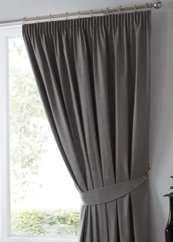 Fusion Dijon Blackout Grey Pencil Pleat Curtains
