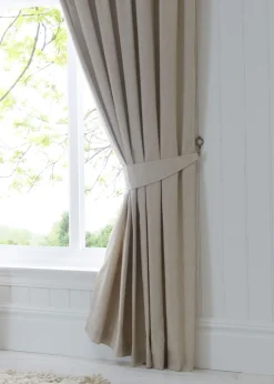 Fusion Dijon Blackout Natural Pencil Pleat Curtains