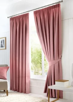 Fusion Dijon Blackout Pink Pencil Pleat Curtains