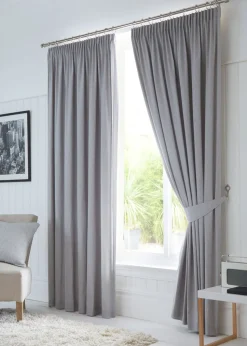 Fusion Dijon Blackout Silver Pencil Pleat Curtains