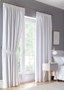 Fusion Dijon Blackout White Pencil Pleat Curtains