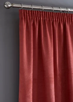 Fusion Galaxy Dim out Woven Red Pencil Pleat Curtains