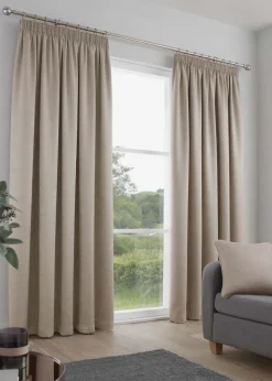 Fusion Galaxy Dimout Beige Pencil Pleat Curtains