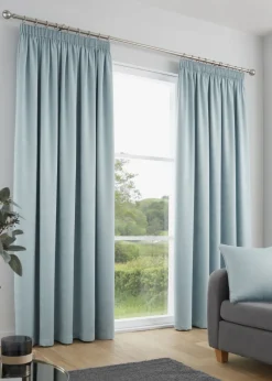 Fusion Galaxy Dimout Blue Pencil Pleat Curtains