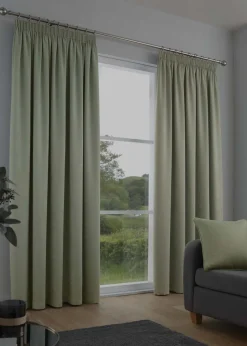 Fusion Galaxy Dimout Green Pencil Pleat Curtains