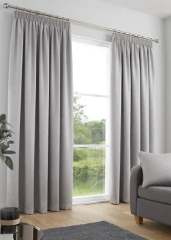 Fusion Galaxy Dimout Silver Pencil Pleat Curtains