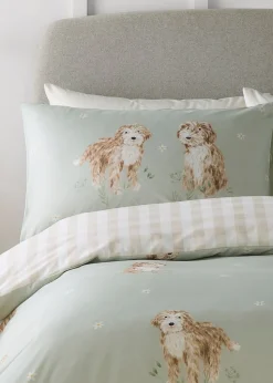 Fusion Hattie The Cockapoo Reversible Green Duvet Cover Set