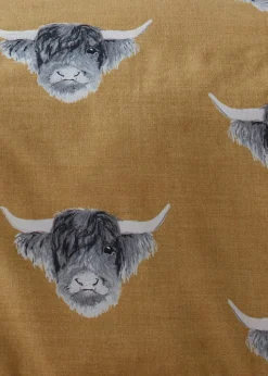 Fusion Highland Cow Brushed Cotton Yellow Duvet Cover Set
