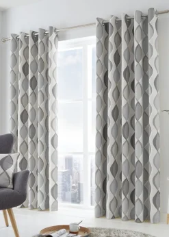 Fusion Lennox Grey Eyelet Curtains