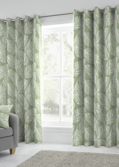 Fusion Matteo Green Eyelet Curtains