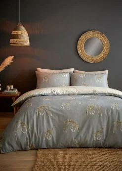 Fusion Milo Giraffe Grey Reversible Duvet Cover Set