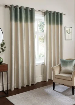 Fusion Ombre Strata Green Eyelet Curtains