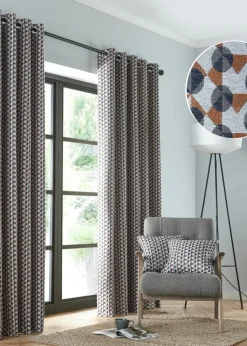 Fusion Prado Grey Eyelet Curtains