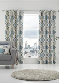 Fusion Sander Blue Eyelet Curtains