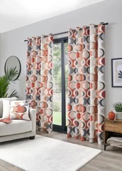 Fusion Sander Red Eyelet Curtains