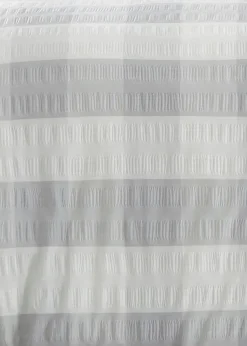 Fusion Seersucker Gingham Brushed Cotton Silver Duvet Cover Set