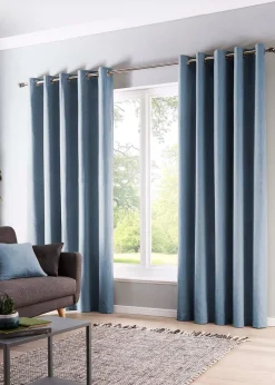 Fusion Sorbonne Blue Eyelet Curtains