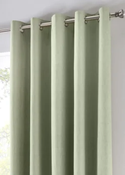 Fusion Sorbonne Green Eyelet Curtains