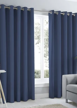 Fusion Sorbonne Navy Eyelet Curtains