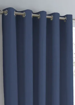 Fusion Sorbonne Navy Eyelet Curtains
