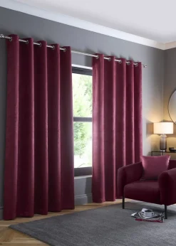 Fusion Strata Dim out Woven Purple Eyelet Curtains