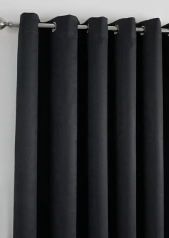 Fusion Strata Dimout Black Eyelet Curtains
