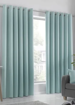 Fusion Strata Dimout Blue Eyelet Curtains