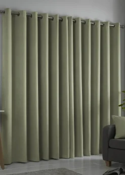 Fusion Strata Dimout Green Eyelet Curtains